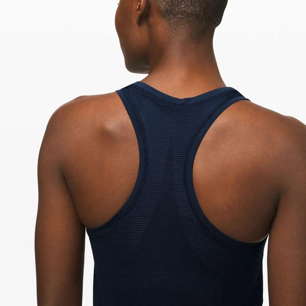 Lululemon Swiftly Speed Racerback Sheer Stripe in True‎ Navy